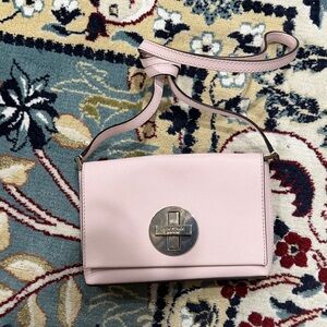 Kate Spade Light Pink Crossbody Bag with Silver Clasp